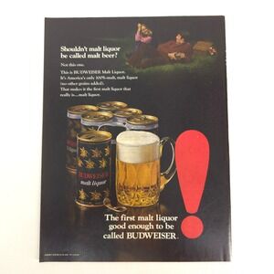 Vintage Budweiser Malt Liquor Print Ad Garage Art Advertising Show Display Promo